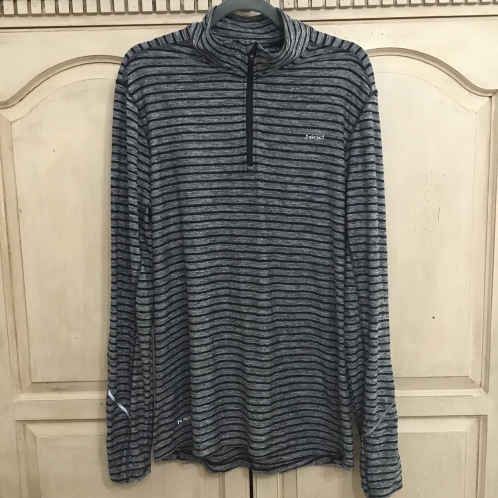 Hind Men’s Black And Gray Striped Hydra Quarter Zip Running Shirt Size XL